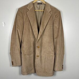 Vtg Jaguar 4/40 Blazer Mens Size 40L‎ Tan Corduroy  Sports Coat 2 Button